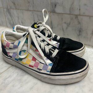 Vans black multi coloured checkered shoes
